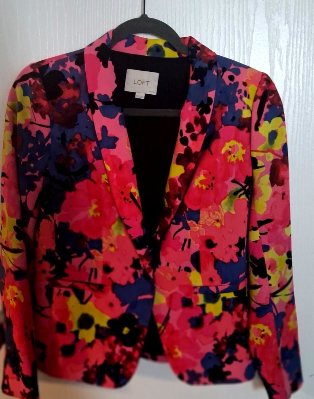 LOFT Hot Pink Abstract Floral Blazer Jacket Size XS Petite